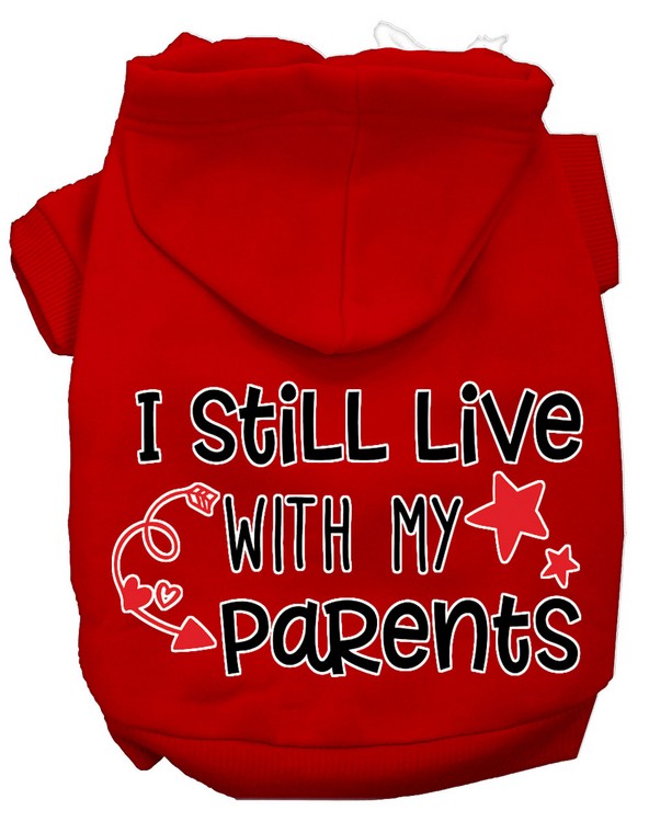 Still Live with my Parents Screen Print Dog Hoodie Red XL